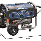 HYUNDAI Benzin Generator BG55052, Stromerzeuger mit 7PS Motor und 3.0kW max. Leistung, Handstart und E-Start, Notstromaggregat für Baustellen mit 2 x 230V Anschlüssen, Stromgenerator, Stromaggregat