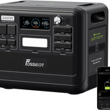 FOSSiBOT Tragbare Powerstation F2400 mit 2048Wh Lifepo4, Solargenerator 2400W (4800W Spitze) 230V 3 AC Ausgängen, Superschnelles Laden Power station für Notstromaggregat Hausversorgung Camping