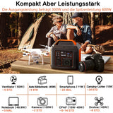 Tragbares Power Station 300W, SBAOH 296Wh Generator Schnellladung-230V AC Steckdosen/DC Ports und LED Taschenlampe,Mobile stromgenerator für Reise/Camping/Outdoor